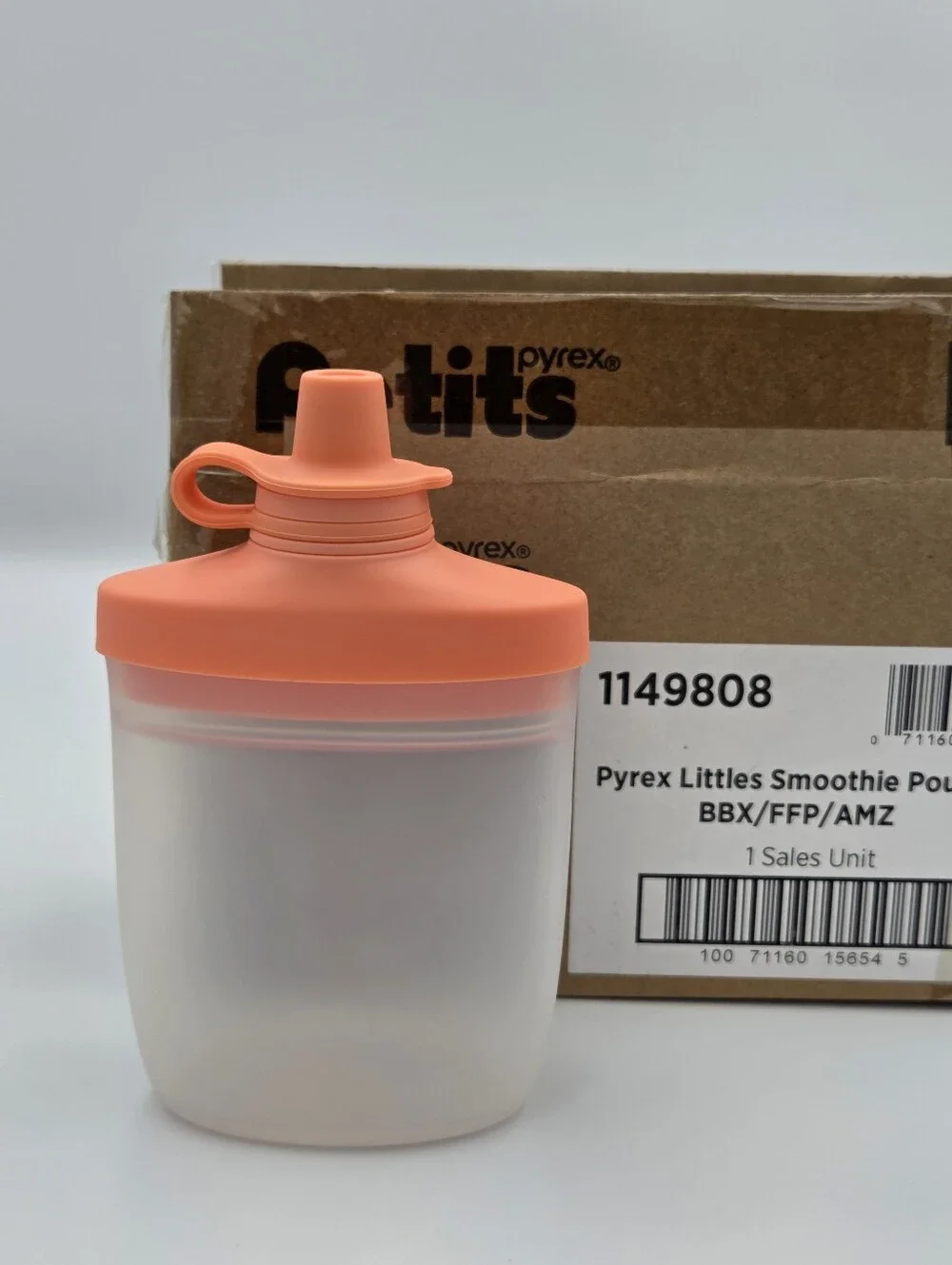 Pyrex Littles Coral-Orange Smoothie Pouch with Spout Set Of 2 NIB